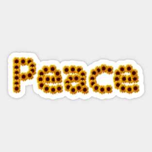 Peace Typography in Yellow Sunflowers Sticker